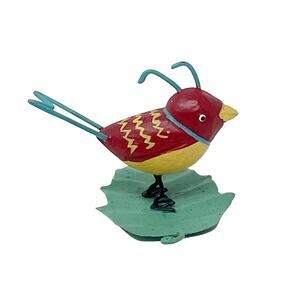 Midwest of Cannon Falls Metal Mini Red Bird Figurine Standing on a Leaf 2 Inch
